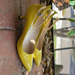 Prada yellow kitten heels
